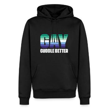 LBGT Flag Gay PrideCuddle Better - Männer Premium Bio Hoodie - Schwarz - Vorne - Nico (187cm)