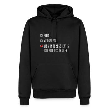 Beziehungsstatus egal ich bin großartig Valentin - Männer Premium Bio Hoodie - Schwarz - Vorne - Nico (187cm)
