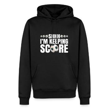 Chut, je garde le score 6 - Sweat à capuche Premium bio Homme - noir - Devant - Nico (187cm)