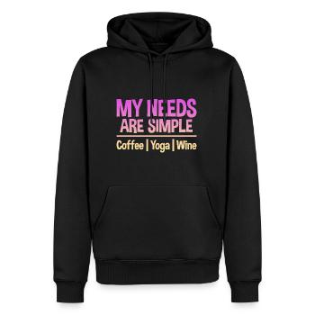My Needs Are Simple, Coffee Yoga Wine 2 - Männer Premium Bio Hoodie - Schwarz - Vorne - Nico (187cm)