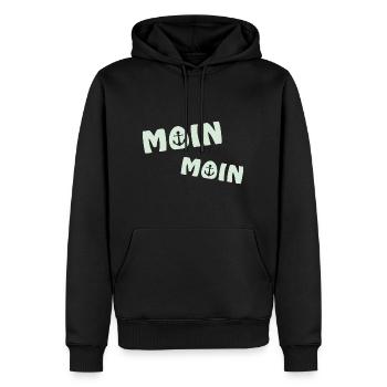 Moin Moin 2022 mit Anker Begrüßung Nordsee - Männer Premium Bio Hoodie - Schwarz - Vorne - Nico (187cm)