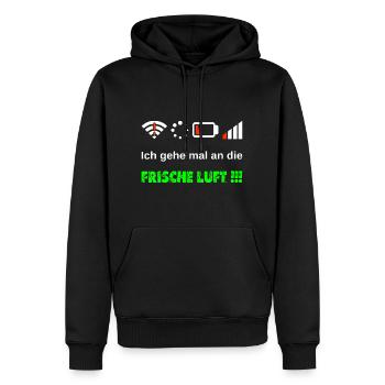Ich gehe mal an die frische Luft Gamer Probleme - Männer Premium Bio Hoodie - Schwarz - Vorne - Nico (187cm)