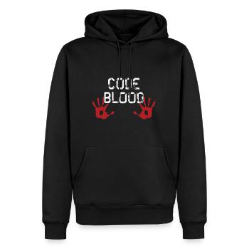 Code Blood ProgramHands - Men’s Premium Organic Hoodie - black - Front - Nico (187cm)