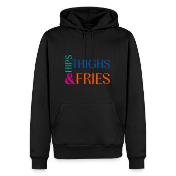 Hanches Cuisses et frites 2 - Sweat à capuche Premium bio Homme - noir - Devant - Nico (187cm)