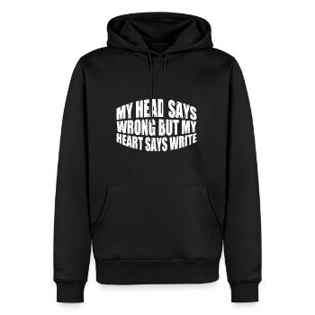 Ma tête dit faux mais mon cœur dit écrire 4 - Sweat à capuche Premium bio Homme - noir - Devant - Nico (187cm)