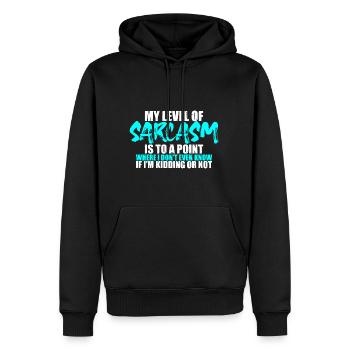 Mon niveau de sarcasme est à un point où 3 - Sweat à capuche Premium bio Homme - noir - Devant - Nico (187cm)