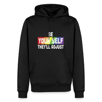 LBGT Drapeau Gay Pride Humain - Sweat à capuche Premium bio Homme - noir - Devant - Nico (187cm)