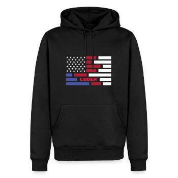 American Flag Coder Coding Computer Nerd - Männer Premium Bio Hoodie - Schwarz - Vorne - Nico (187cm)