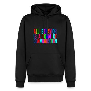 Tout comportement est une forme de communication 3 - Sweat à capuche Premium bio Homme - noir - Devant - Nico (187cm)