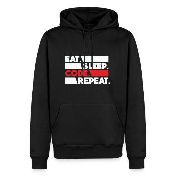 Eat Sleep Code Repeat Programmer Devloper - Männer Premium Bio Hoodie - Schwarz - Vorne - Nico (187cm)