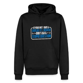 Si vous ne voulez pas d’une réponse sarcastique 8 - Sweat à capuche Premium bio Homme - noir - Devant - Nico (187cm)