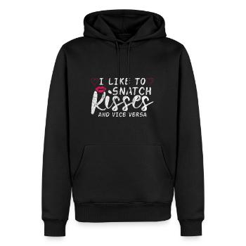 I Like To Snatch Kisses And Vice Versa 3 - Männer Premium Bio Hoodie - Schwarz - Vorne - Nico (187cm)