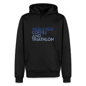 Weekends Coffee And Triathlon 3 - Männer Premium Bio Hoodie - Schwarz - Vorne - Nico (187cm)