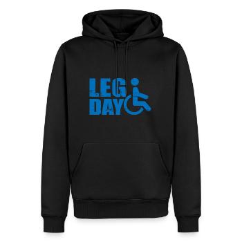 Leg Day Fauteuil roulant handicapé 19 - Sweat à capuche Premium bio Homme - noir - Devant - Nico (187cm)