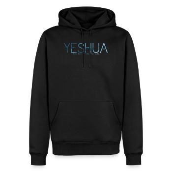 YESHUA vol.4 - Men’s Premium Organic Hoodie - black - Front - Nico (187cm)