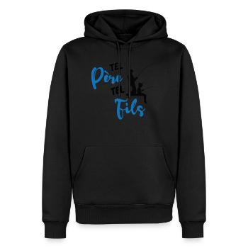 TEL PERE TEL FILS - Sweat à capuche Premium bio Homme - noir - Devant - Nico (187cm)