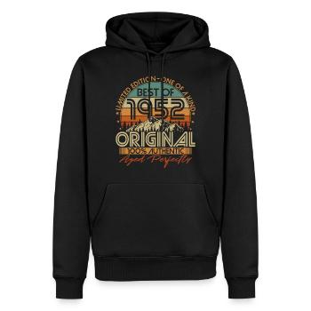 Né en 1952 Vintage Anniversaire Rétro - Sweat à capuche Premium bio Homme - noir - Devant - Nico (187cm)