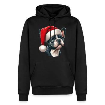 Frenchie Der Weihnachtsmann - Männer Premium Bio Hoodie - Schwarz - Vorne - Nico (187cm)