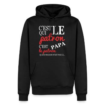 Wer der Chef ist, ist Papa, Vatertag - Männer Premium Bio Hoodie - Schwarz - Vorne - Nico (187cm)