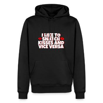 I Like To Snatch Kisses And Vice Versa 2 - Männer Premium Bio Hoodie - Schwarz - Vorne - Nico (187cm)