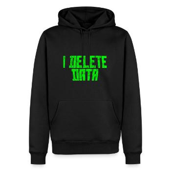 I Delete Data 3 - Men’s Premium Organic Hoodie - black - Front - Nico (187cm)
