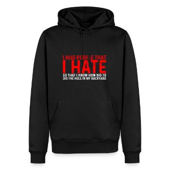 J’embrasse des gens que je déteste 4 - Sweat à capuche Premium bio Homme - noir - Devant - Nico (187cm)