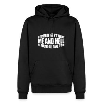 Le ciel ne veut pas de moi et l’enfer a peur 4 - Sweat à capuche Premium bio Homme - noir - Devant - Nico (187cm)