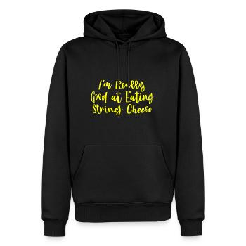 Je suis vraiment doué pour manger du fromage à la ficelle - Sweat à capuche Premium bio Homme - noir - Devant - Nico (187cm)