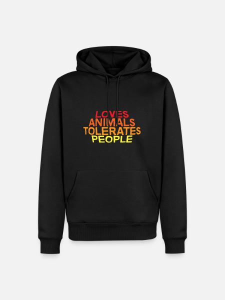 Loves Animals Tolerates People - Men’s Premium Organic Hoodie - black