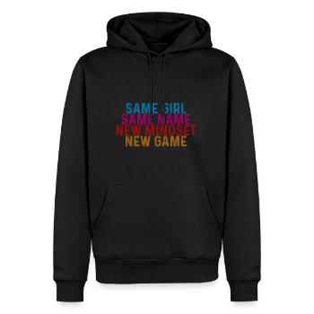 Same Girl Same Name New Mindset New Game 2 - Men’s Premium Organic Hoodie - black - Front - Nico (187cm)