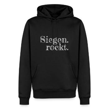 Siegen rockt - Textdesign mit Stadtnamen - Männer Premium Bio Hoodie - Schwarz - Vorne - Nico (187cm)