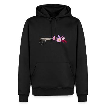 Pistolet à fleurs - Sweat à capuche Premium bio Homme - noir - Devant - Nico (187cm)