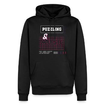Puzzlespiel mit musikalischen Noten und Musiknoten - Männer Premium Bio Hoodie - Schwarz - Vorne - Nico (187cm)