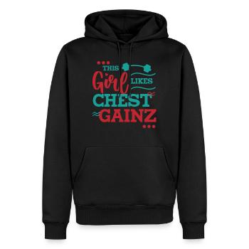 Mädchen mag Benchpress Ironisches - Männer Premium Bio Hoodie - Schwarz - Vorne - Nico (187cm)