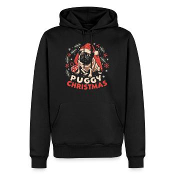 Frohe Weihnachten Mops - Männer Premium Bio Hoodie - Schwarz - Vorne - Nico (187cm)