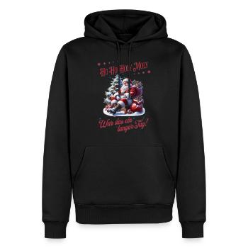 Ho Ho Holy Moly – Santa braucht eine Pause! - Männer Premium Bio Hoodie - Schwarz - Vorne - Nico (187cm)