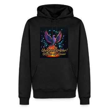 Phönix Unzerstörbar! Stärker als Feuer | Mutmacher - Männer Premium Bio Hoodie - Schwarz - Vorne - Nico (187cm)