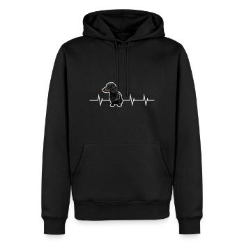 Kleiner Hund, großes Herz - Dackel Edition - Männer Premium Bio Hoodie - Schwarz - Vorne - Nico (187cm)