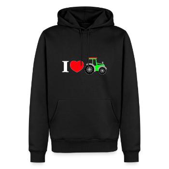 J’adore mon tracteur - Sweat à capuche Premium bio Homme - noir - Devant - Nico (187cm)