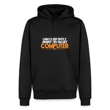 Je suis actuellement absent de mon ordinateur 3 - Sweat à capuche Premium bio Homme - noir - Devant - Nico (187cm)