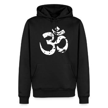 OM - Männer Premium Bio Hoodie - Schwarz - Vorne - Nico (187cm)