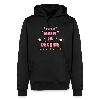 Super mamy qui déchire - Sweat à capuche Premium bio Homme - noir - Devant - Nico (187cm)