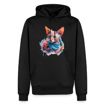 Chat Sphynx pour les amoureux des chats - Sweat à capuche Premium bio Homme - noir - Devant - Nico (187cm)
