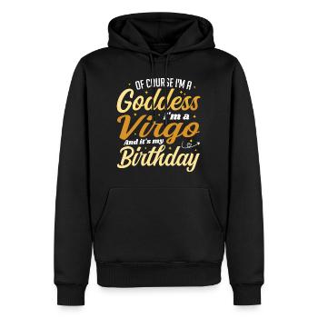 Ich bin eine Jungfrau Frauen Göttin Jungfrau Königin Es ist mein B-Tag - Männer Premium Bio Hoodie - Schwarz - Vorne - Nico (187cm)