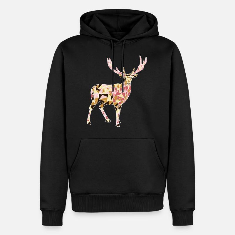 Hirsch - Männer Premium Bio Hoodie - Schwarz