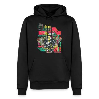 in turbo we trust, engine block, V6, mechanic - Men’s Premium Organic Hoodie - black - Front - Nico (187cm)