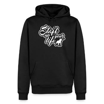 STAFF UP YOUR LIFE American Staffordshire Wilsigns - Männer Premium Bio Hoodie - Schwarz - Vorne - Nico (187cm)