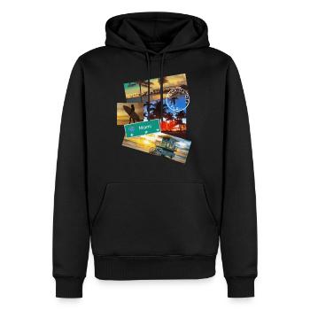 Miami Florida Plakat Reise Strand Surf T-Shirt - Männer Premium Bio Hoodie - Schwarz - Vorne - Nico (187cm)