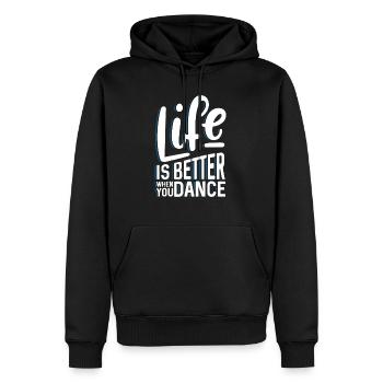 Life is better when you dance - Männer Premium Bio Hoodie - Schwarz - Vorne - Nico (187cm)