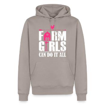Les filles de la ferme peuvent tout faire - Sweat à capuche Premium bio Homme - taupe - Devant - Nico (187cm)